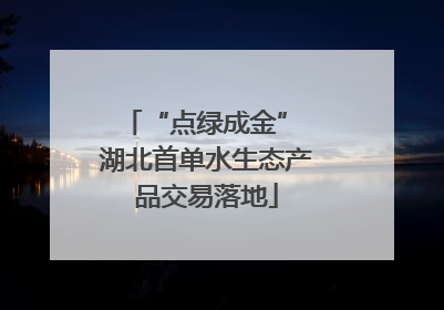 “点绿成金” 湖北首单水生态产品交易落地