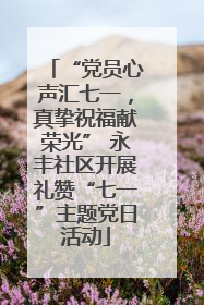 “党员心声汇七一，真挚祝福献荣光” 永丰社区开展礼赞“七一”主题党日活动