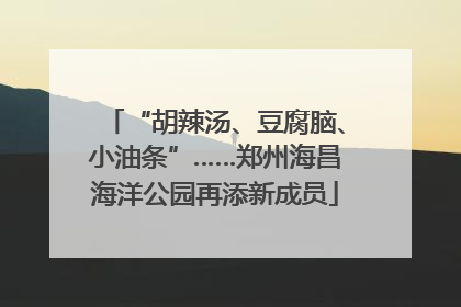 “胡辣汤、豆腐脑、小油条”……郑州海昌海洋公园再添新成员