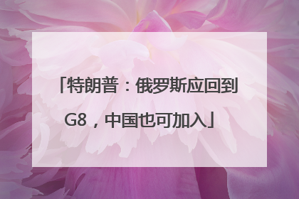特朗普：俄罗斯应回到G8，中国也可加入