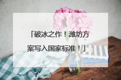破冰之作！潍坊方案写入国家标准！