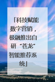 科技赋能数字营销，极融推出自研“苍龙”智能推荐系统