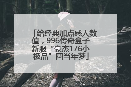 给经典加点感人数值，996传奇盒子新服“豪杰176小极品”圆当年梦