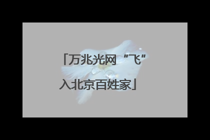万兆光网“飞”入北京百姓家
