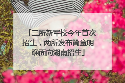 三所新军校今年首次招生，两所发布简章明确面向湖南招生