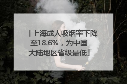上海成人吸烟率下降至18.6%，为中国大陆地区省级最低