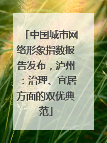 中国城市网络形象指数报告发布，泸州：治理、宜居方面的双优典范
