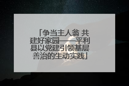 争当主人翁 共建好家园——平利县以党建引领基层善治的生动实践