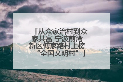 从众家治村到众家共富 宁波前湾新区傅家路村上榜“全国文明村”