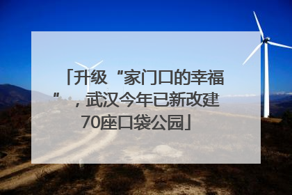 升级“家门口的幸福”，武汉今年已新改建70座口袋公园