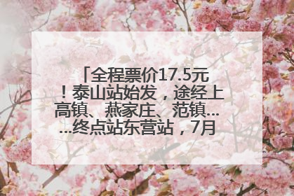 全程票价17.5元！泰山站始发，途经上高镇、燕家庄、范镇……终点站东营站，7月1日开通！