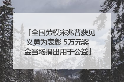 全国劳模宋兆普获见义勇为表彰 5万元奖金当场捐出用于公益