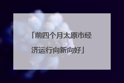 前四个月太原市经济运行向新向好