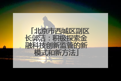 北京市西城区副区长郭洁：积极探索金融科技创新监管的新模式和新方法