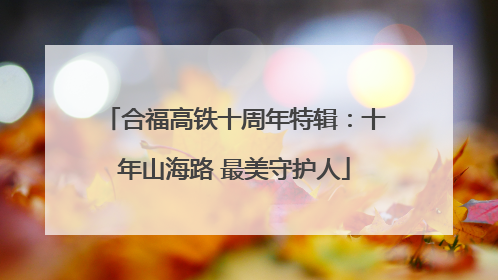 合福高铁十周年特辑：十年山海路 最美守护人