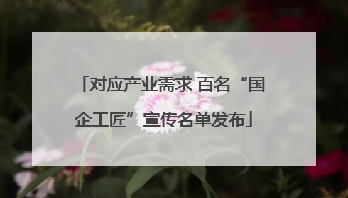 对应产业需求 百名“国企工匠”宣传名单发布