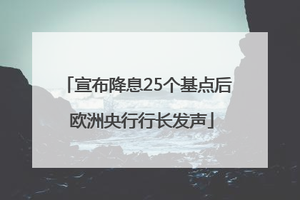 宣布降息25个基点后 欧洲央行行长发声