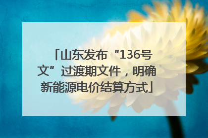 山东发布“136号文”过渡期文件，明确新能源电价结算方式