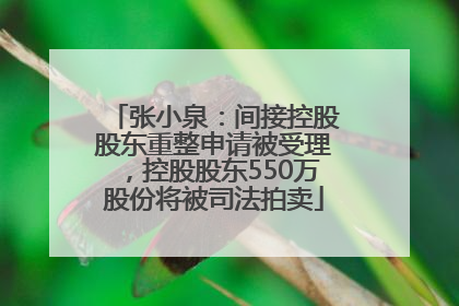 张小泉：间接控股股东重整申请被受理，控股股东550万股份将被司法拍卖