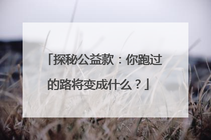 探秘公益款：你跑过的路将变成什么？