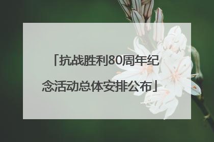 抗战胜利80周年纪念活动总体安排公布