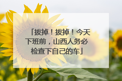 拔掉！拔掉！今天下班前，山西人务必检查下自己的车