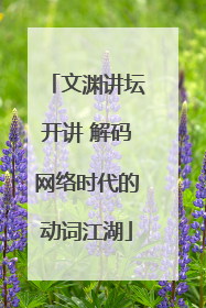文渊讲坛开讲 解码网络时代的动词江湖