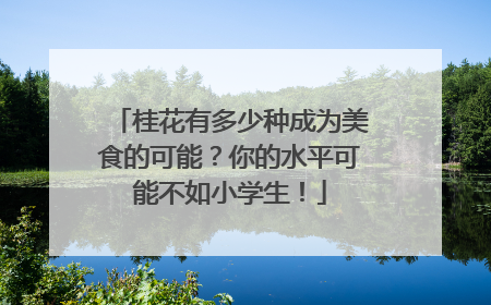 桂花有多少种成为美食的可能？你的水平可能不如小学生！