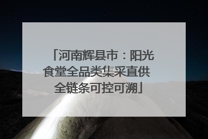 河南辉县市：阳光食堂全品类集采直供 全链条可控可溯
