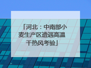 河北：中南部小麦生产区遭遇高温干热风考验