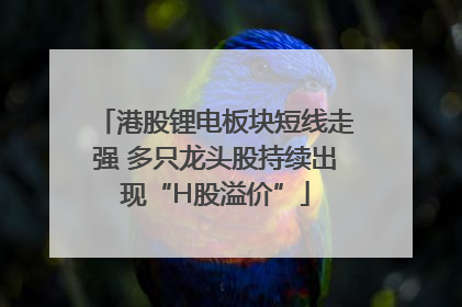港股锂电板块短线走强 多只龙头股持续出现“H股溢价”