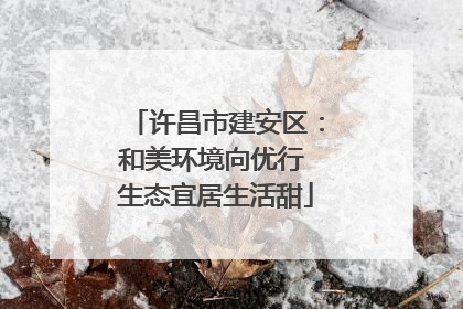 许昌市建安区：和美环境向优行 生态宜居生活甜