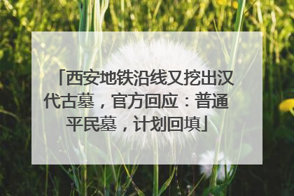 西安地铁沿线又挖出汉代古墓，官方回应：普通平民墓，计划回填
