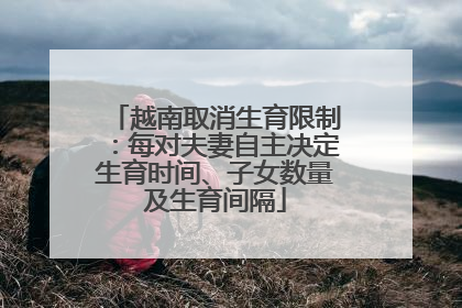 越南取消生育限制：每对夫妻自主决定生育时间、子女数量及生育间隔