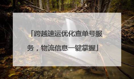 跨越速运优化查单号服务，物流信息一键掌握