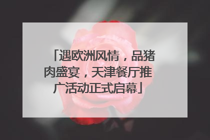 遇欧洲风情，品猪肉盛宴，天津餐厅推广活动正式启幕