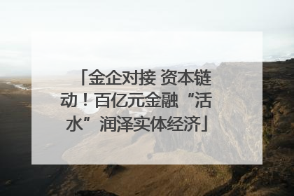金企对接 资本链动！百亿元金融“活水”润泽实体经济