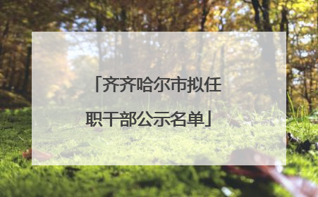 齐齐哈尔市拟任职干部公示名单